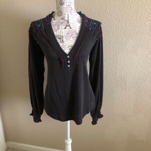 Free People line new Women's Black Embroidered Top in Medium